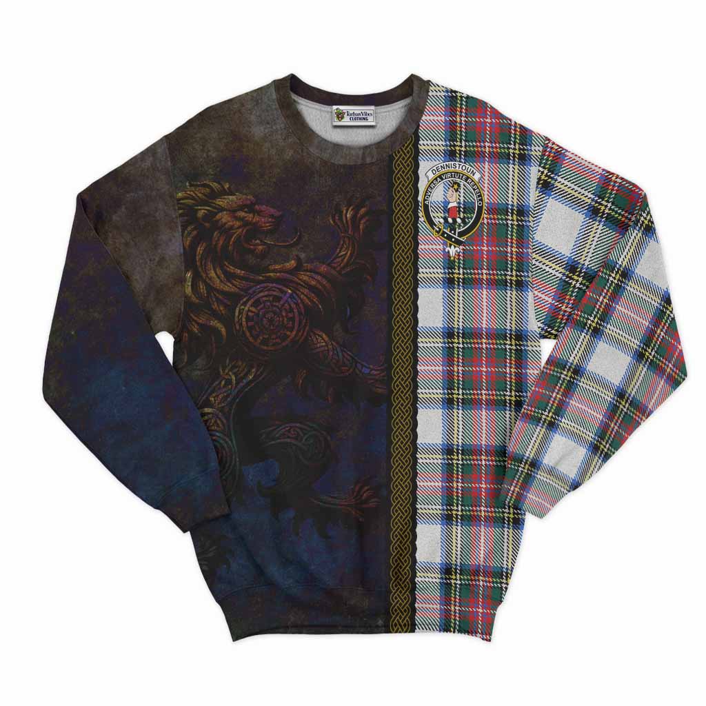 Dennistoun Tartan Family Crest Sweatshirt Alba Gu Brath Be Brave Lion Ancient Style Unisex - Tartan Vibes Clothing