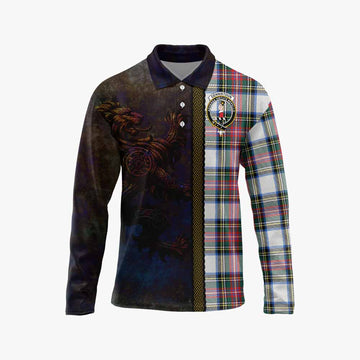 Dennistoun Tartan Family Crest Long Sleeve Polo Shirt Alba Gu Brath Be Brave Lion Ancient Style Unisex - Tartan Vibes Clothing