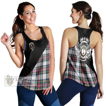 Dennistoun Tartan Women's Racerback Tanks with Family Crest and Military Logo Style 4XL - Tartan Vibes Clothing