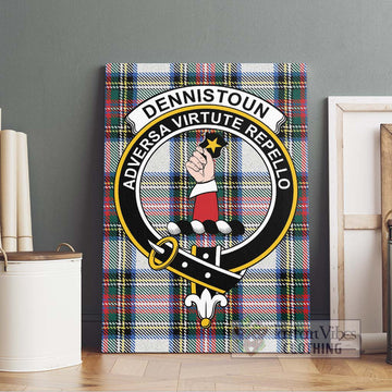 Dennistoun Tartan Canvas Print Wall Art with Family Crest