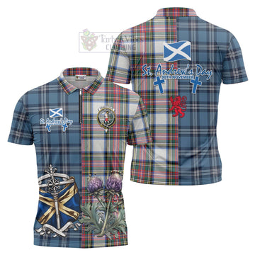 Dennistoun Tartan Zipper Polo Shirt Happy St. Andrew's Day Half Tartan Style Unisex - Tartan Vibes Clothing