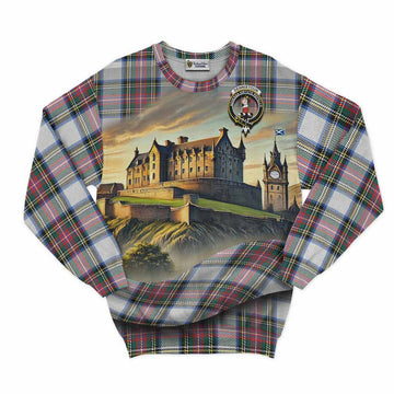 Dennistoun Tartan Family Crest Sweatshirt with Scottish Ancient Castle Style Unisex - Tartan Vibes Clothing