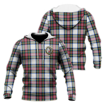 Dennistoun Tartan Knitted Hoodie with Family Crest Unisex Knitted Pullover Hoodie - Tartan Vibes Clothing