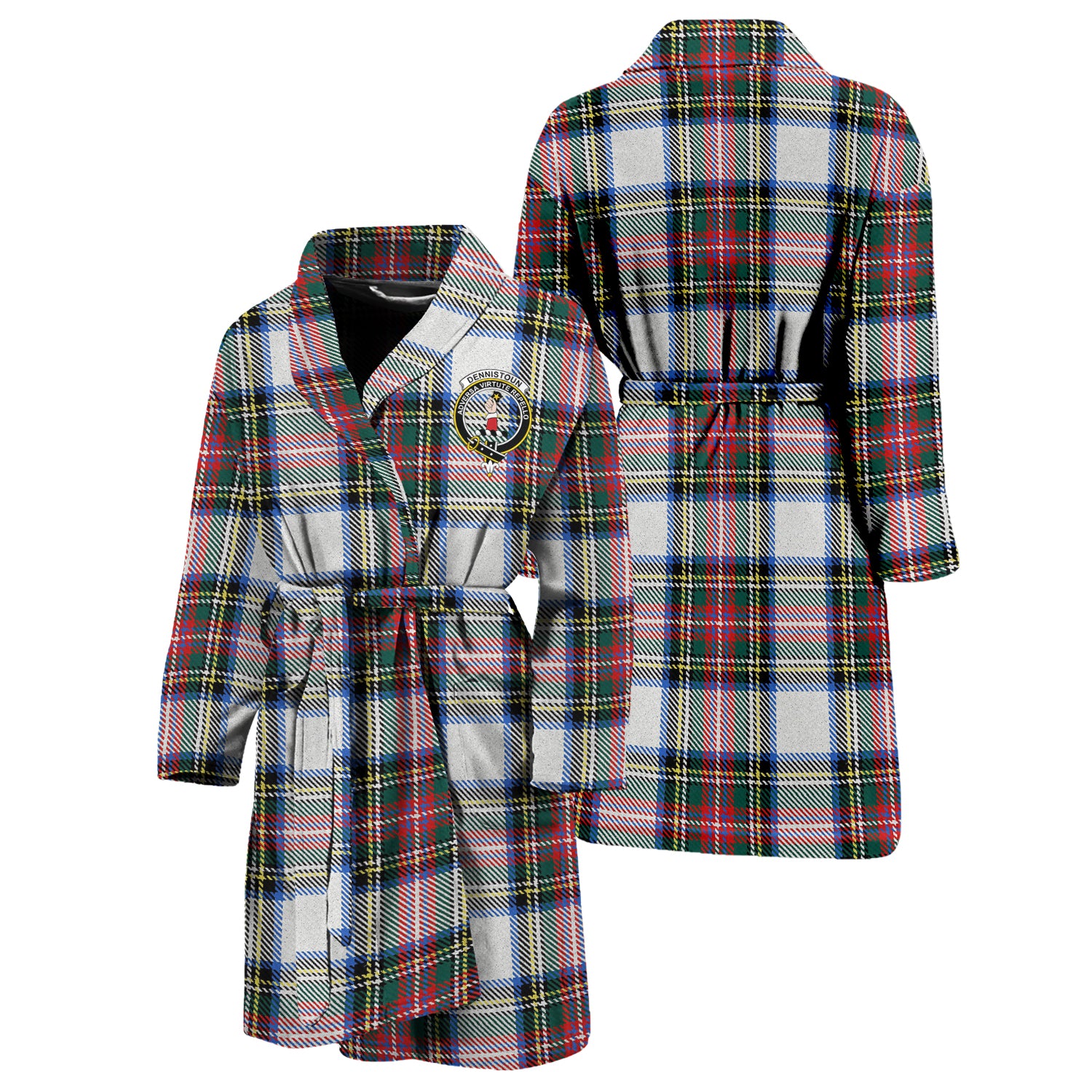 Dennistoun Tartan Bathrobe with Family Crest Unisex S - Tartan Vibes Clothing