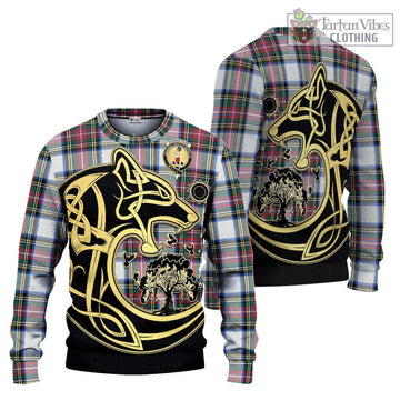 Dennistoun Tartan Ugly Sweater with Family Crest Celtic Wolf Style Unisex - Tartan Vibes Clothing