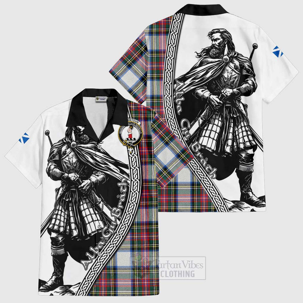 Dennistoun Tartan Clan Crest Hawaiian Shirt with Highlander Warrior Celtic Style Kid - Tartan Vibes Clothing