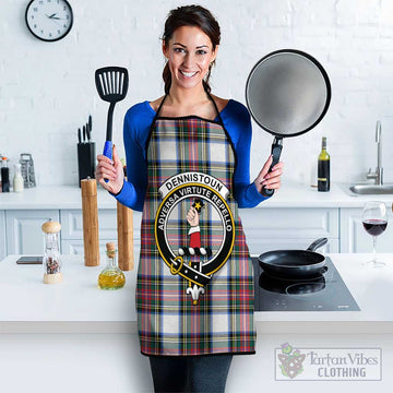 Dennistoun Tartan Apron with Family Crest Black S 38x47 cm - Tartan Vibes Clothing