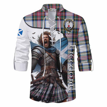 Tartan Vibes Clothing Dennistoun Crest Tartan Ghillie Kilt Shirt Inspired by the Freedom of Scottish Warrior
