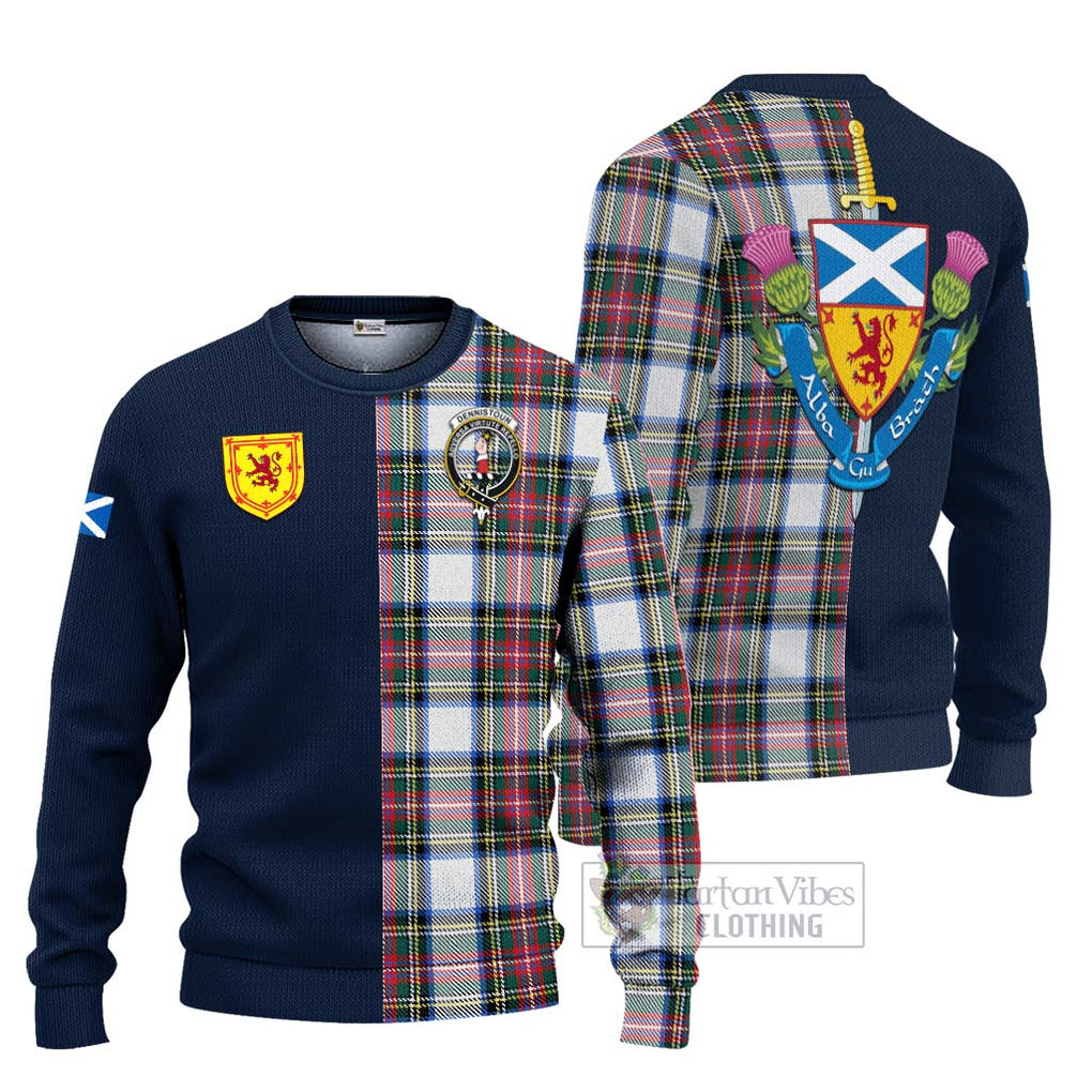 Dennistoun Tartan Ugly Sweater Alba with Scottish Lion Royal Arm Half Style Unisex - Tartan Vibes Clothing