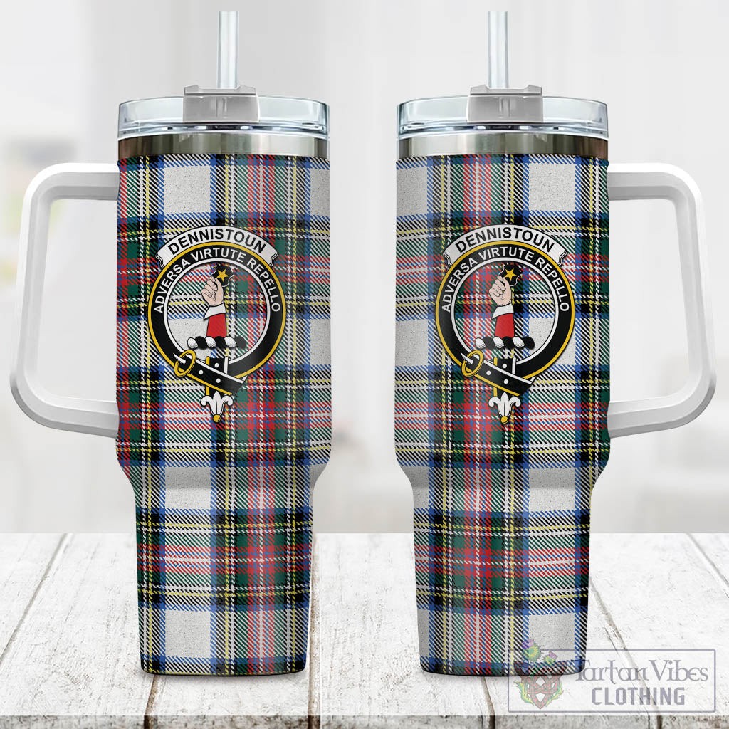Dennistoun Tartan Tumbler with Handle with Family Crest One Size 40 OZ - Tartan Vibes Clothing