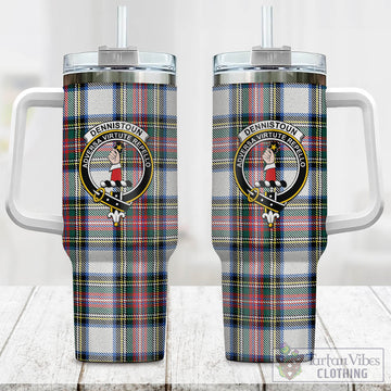 Dennistoun Tartan Tumbler with Handle with Family Crest One Size 40 OZ - Tartan Vibes Clothing