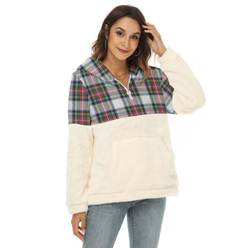 Dennistoun Tartan Half Style Women's Borg Fleece Hoodie with Half Zip Female - Tartan Vibes Clothing
