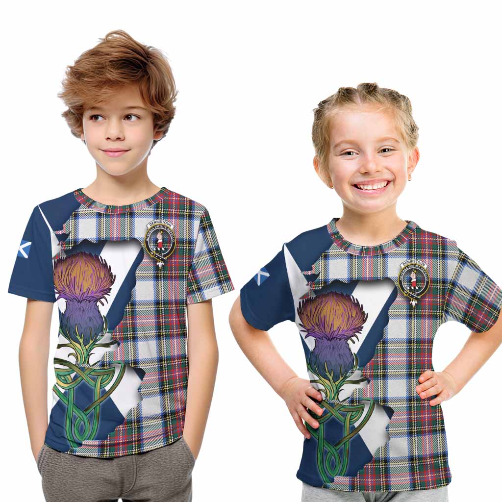 Dennistoun Tartan Family Crest Kid T-Shirt Scottish Thistle Celtic Inspired Youth XL Size14 - Tartan Vibes Clothing