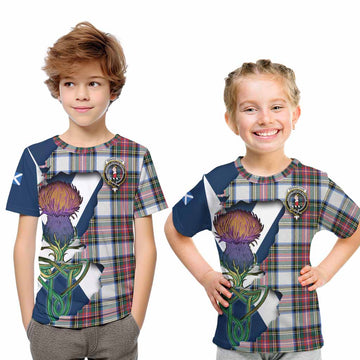 Tartan Vibes Clothing Dennistoun Tartan Family Crest Kid T-Shirt Scottish Thistle Celtic Inspired