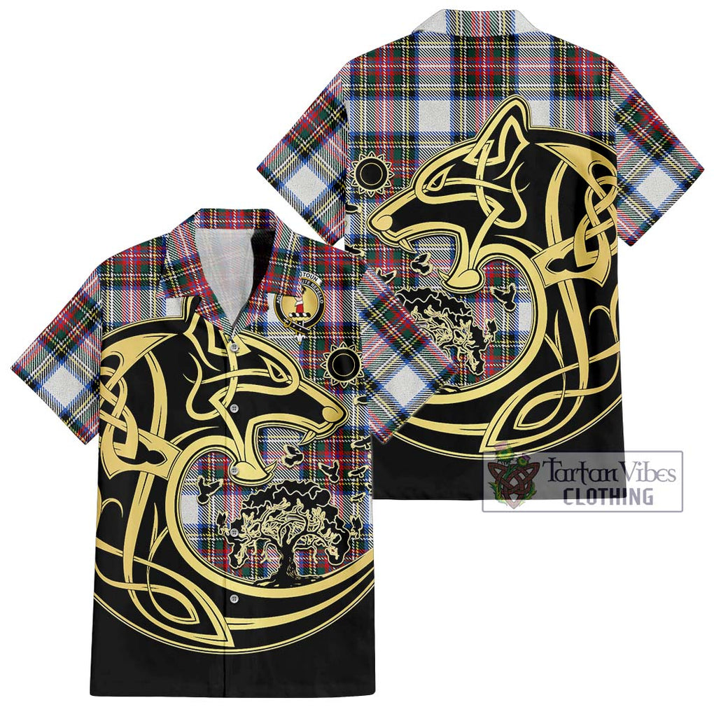 Dennistoun Tartan Hawaiian Shirt with Family Crest Celtic Wolf Style Kid - Tartan Vibes Clothing
