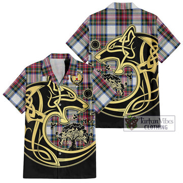 Dennistoun Tartan Hawaiian Shirt with Family Crest Celtic Wolf Style Kid - Tartan Vibes Clothing