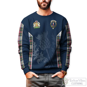 Dennistoun Tartan Sweatshirt with Family Crest and Scottish Thistle Vibes Sport Style