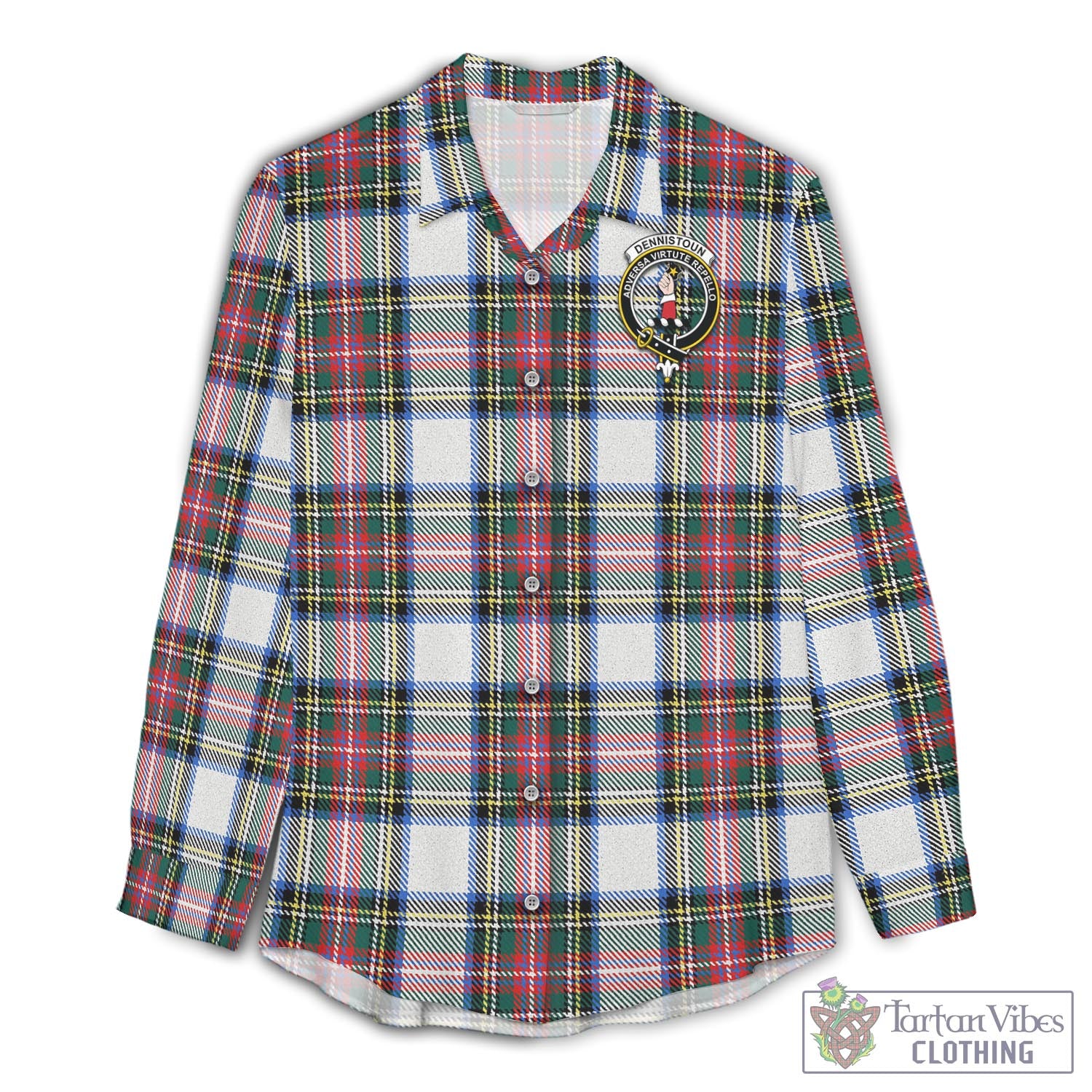 Dennistoun Tartan Women's Casual Shirt with Family Crest Female - Tartan Vibes Clothing