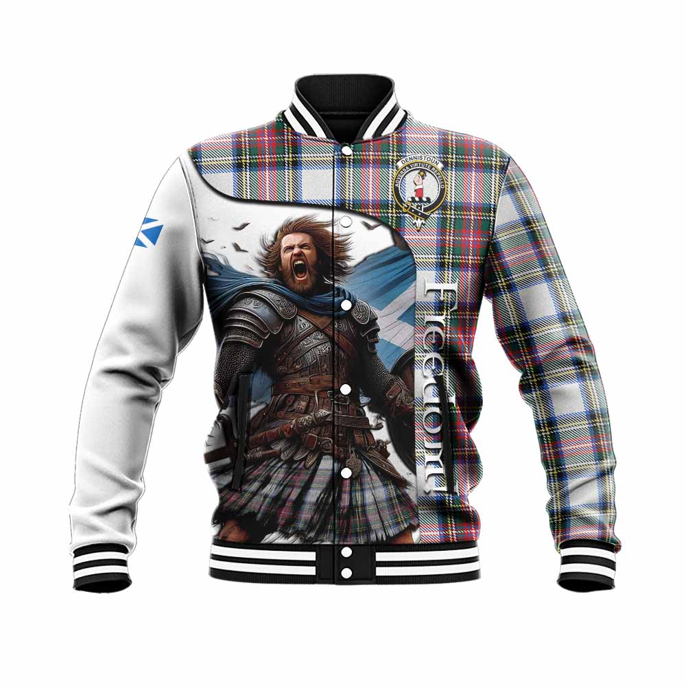 Dennistoun Crest Tartan Baseball Jacket Inspired by the Freedom of Scottish Warrior Unisex - Tartan Vibes Clothing