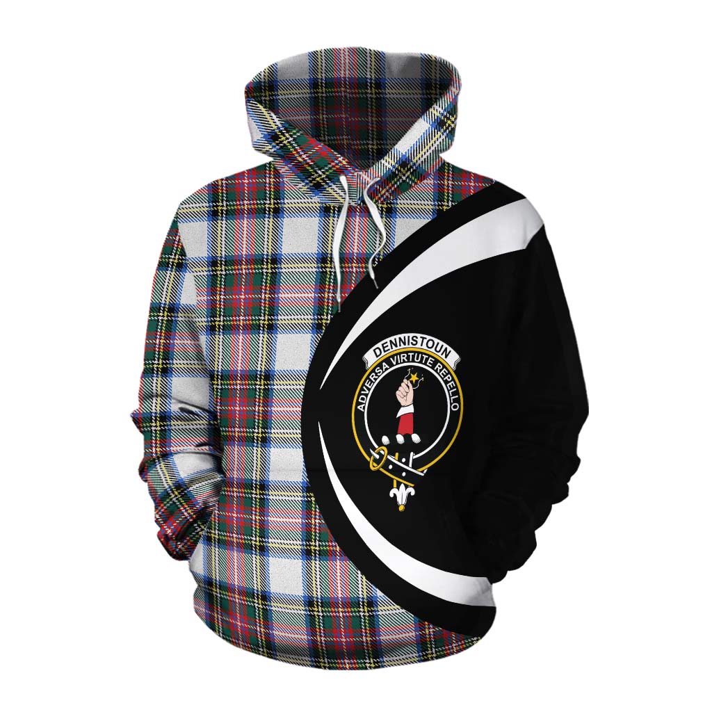Dennistoun Tartan Cotton Hoodie with Family Crest Circle Style Pullover Hoodie XS - Tartan Vibes Clothing