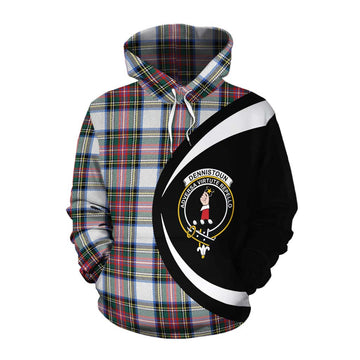 Dennistoun Tartan Cotton Hoodie with Family Crest Circle Style Pullover Hoodie XS - Tartan Vibes Clothing