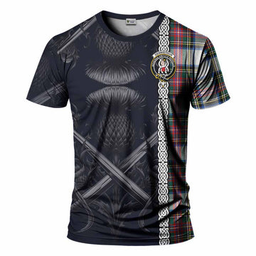 Dennistoun Tartan T-Shirt with Family Crest Cross Sword Thistle Celtic Vibes Kid's Shirt - Tartan Vibes Clothing