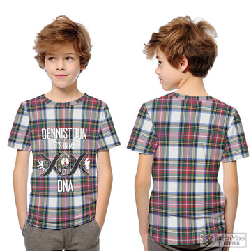 Dennistoun Tartan Kid T-Shirt with Family Crest DNA In Me Style Youth XL Size14 - Tartan Vibes Clothing