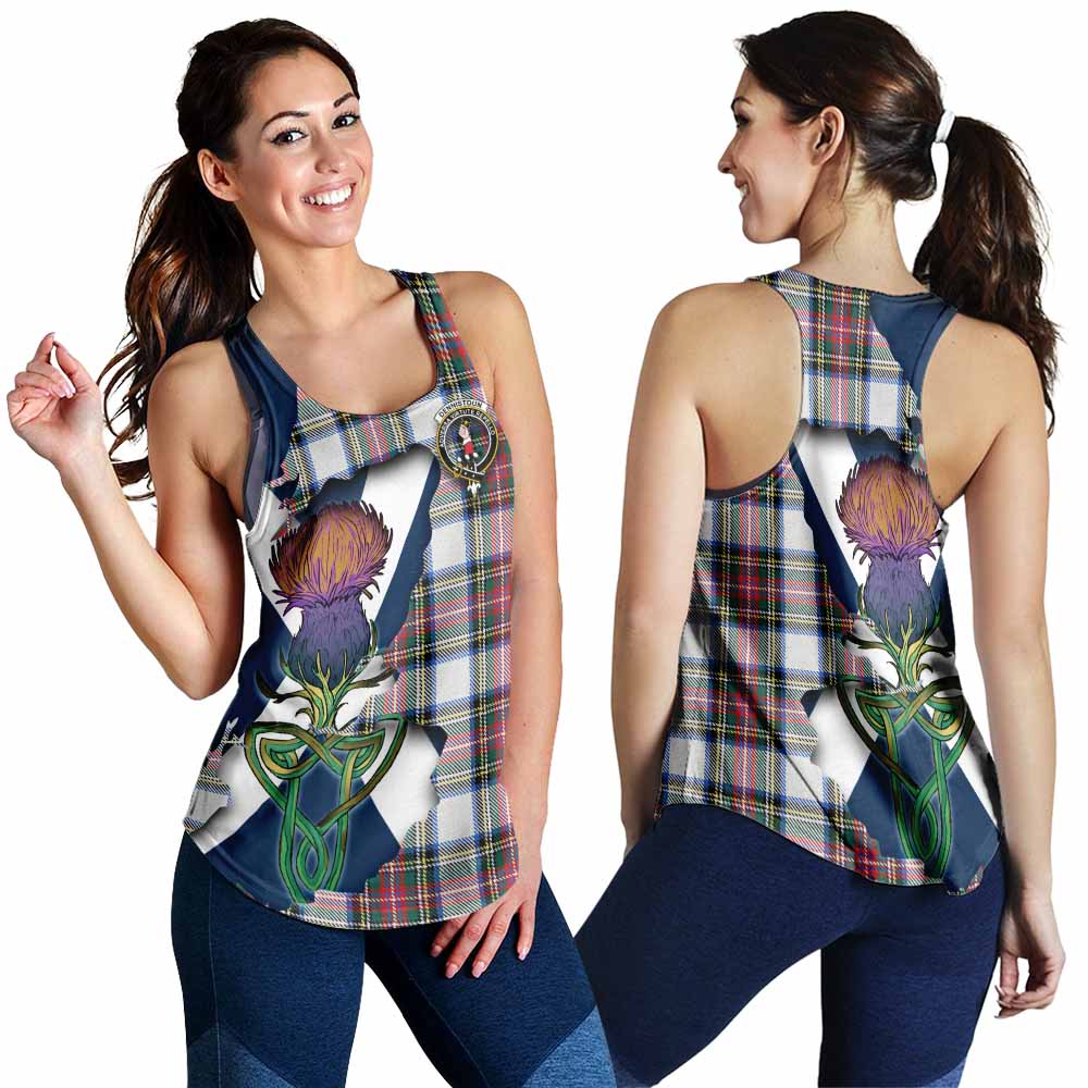 Dennistoun Tartan Family Crest Women's Racerback Tanks Scottish Thistle Celtic Inspired 4XL - Tartan Vibes Clothing