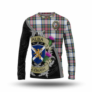 Dennistoun Tartan Family Crest Long Sleeve T-Shirt Lion Rampant Royal Thistle Shield Celtic Inspired Unisex - Tartan Vibes Clothing