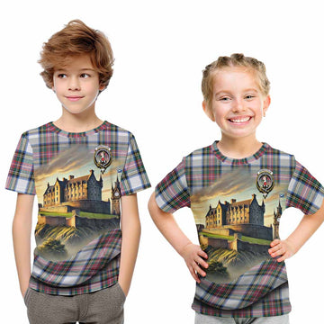 Dennistoun Tartan Family Crest Kid T-Shirt with Scottish Ancient Castle Style Youth XL Size14 - Tartan Vibes Clothing