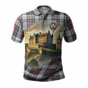 Tartan Vibes Clothing Dennistoun Tartan Family Crest Polo Shirt with Scottish Ancient Castle Stype