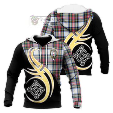 Dennistoun Tartan Knitted Hoodie with Family Crest and Celtic Symbol Style Unisex Knitted Pullover Hoodie - Tartan Vibes Clothing