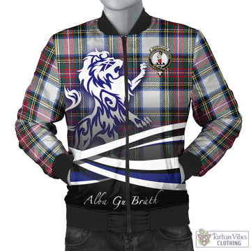 Dennistoun Tartan Bomber Jacket with Alba Gu Brath Regal Lion Emblem Unisex - Tartan Vibes Clothing