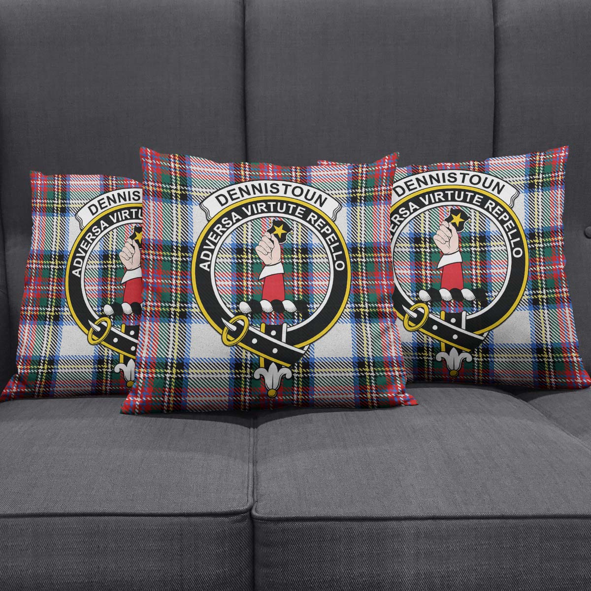 Dennistoun Tartan Pillow Cover with Family Crest Rectangle Pillow Cover 51*91cm - Tartan Vibes Clothing