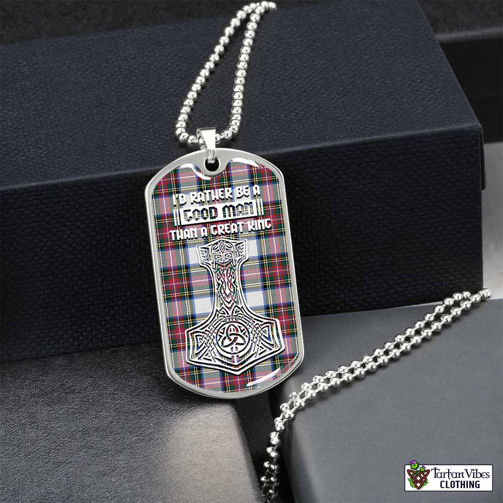 Dennistoun Tartan Dog Tag Necklace Viking Mjolnir Style Silver No - Tartan Vibes Clothing