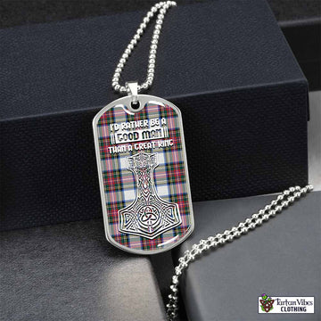 Dennistoun Tartan Dog Tag Necklace Viking Mjolnir Style Silver No - Tartan Vibes Clothing