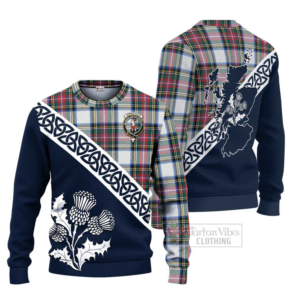 Dennistoun Tartan Ugly Sweater Featuring Thistle and Scotland Map Unisex - Tartan Vibes Clothing