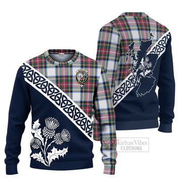 Dennistoun Tartan Ugly Sweater Featuring Thistle and Scotland Map Unisex - Tartan Vibes Clothing