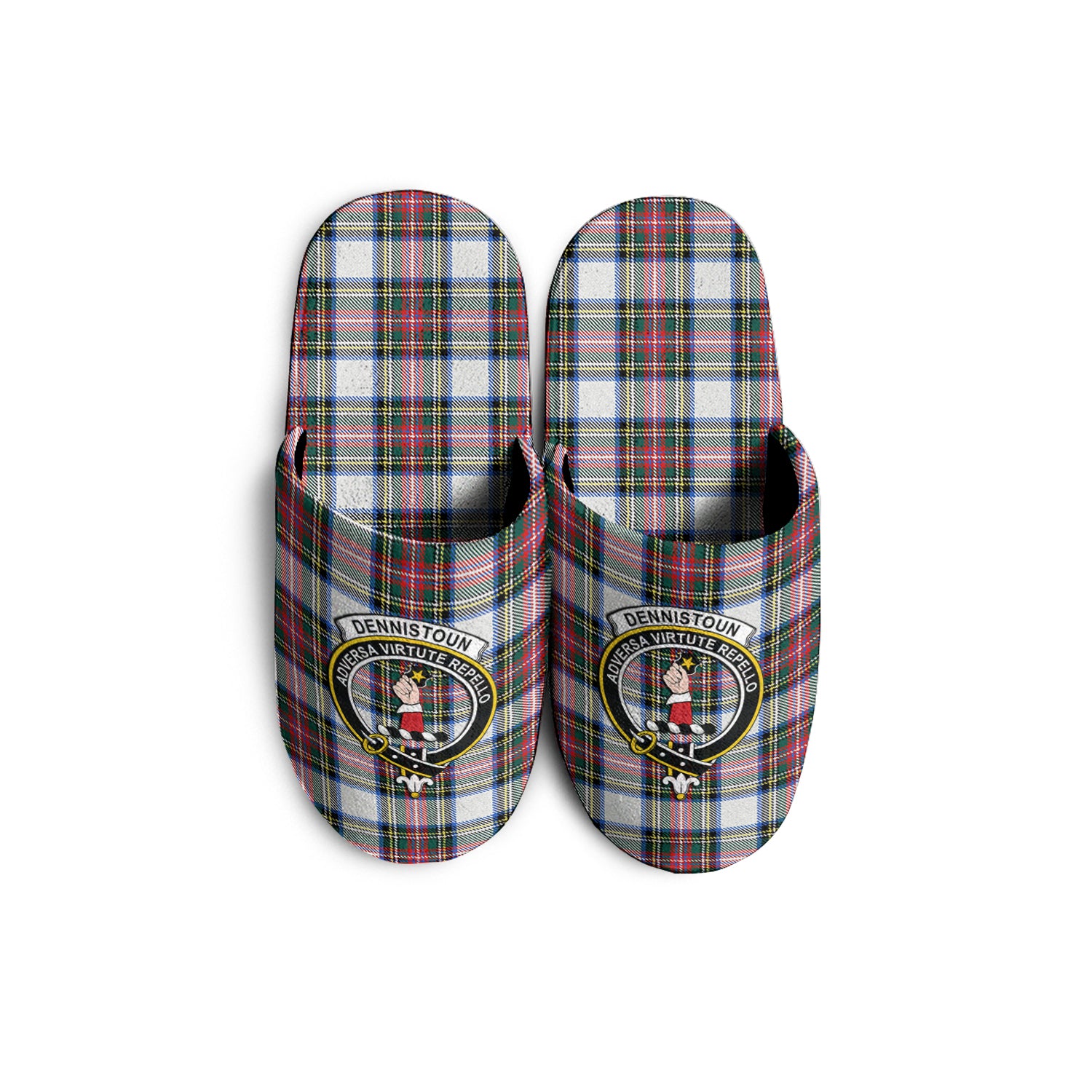 Dennistoun Tartan Home Slippers with Family Crest KIDS - Tartan Vibes Clothing