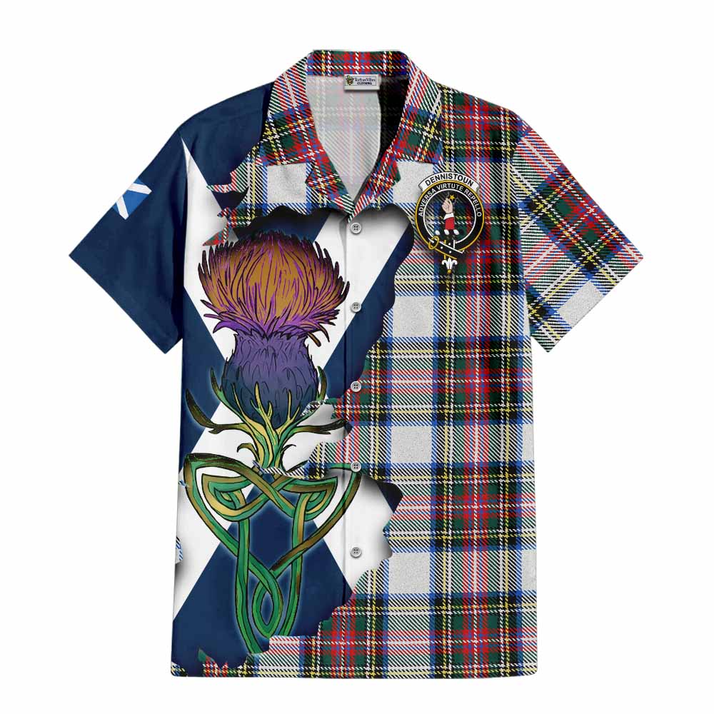 Dennistoun Tartan Family Crest Hawaiian Shirt Scottish Thistle Celtic Inspired Kid - Tartan Vibes Clothing