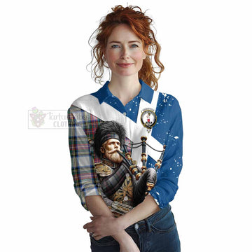 Dennistoun Tartan Women's Casual Shirt with Family Crest Scottish Bagpiper Vibes Female - Tartan Vibes Clothing