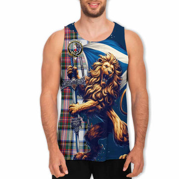 Dennistoun Tartan Family Crest Men's Tank Top with Scottish Majestic Lion Men - Tartan Vibes Clothing