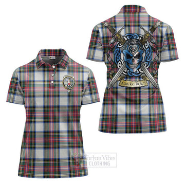 Dennistoun Tartan Women's Polo Shirt with Family Crest Celtic Skull Style Women - Tartan Vibes Clothing