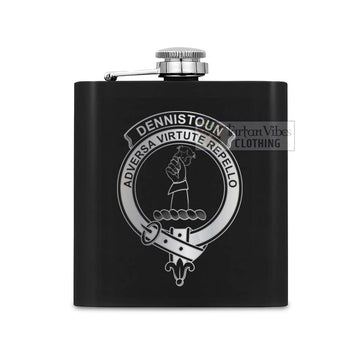 Dennistoun Crest Hip Flask Set 7oz Black Stainless Steel with A Gift Box One Size 7oz - 2D-tartanvibesclothing