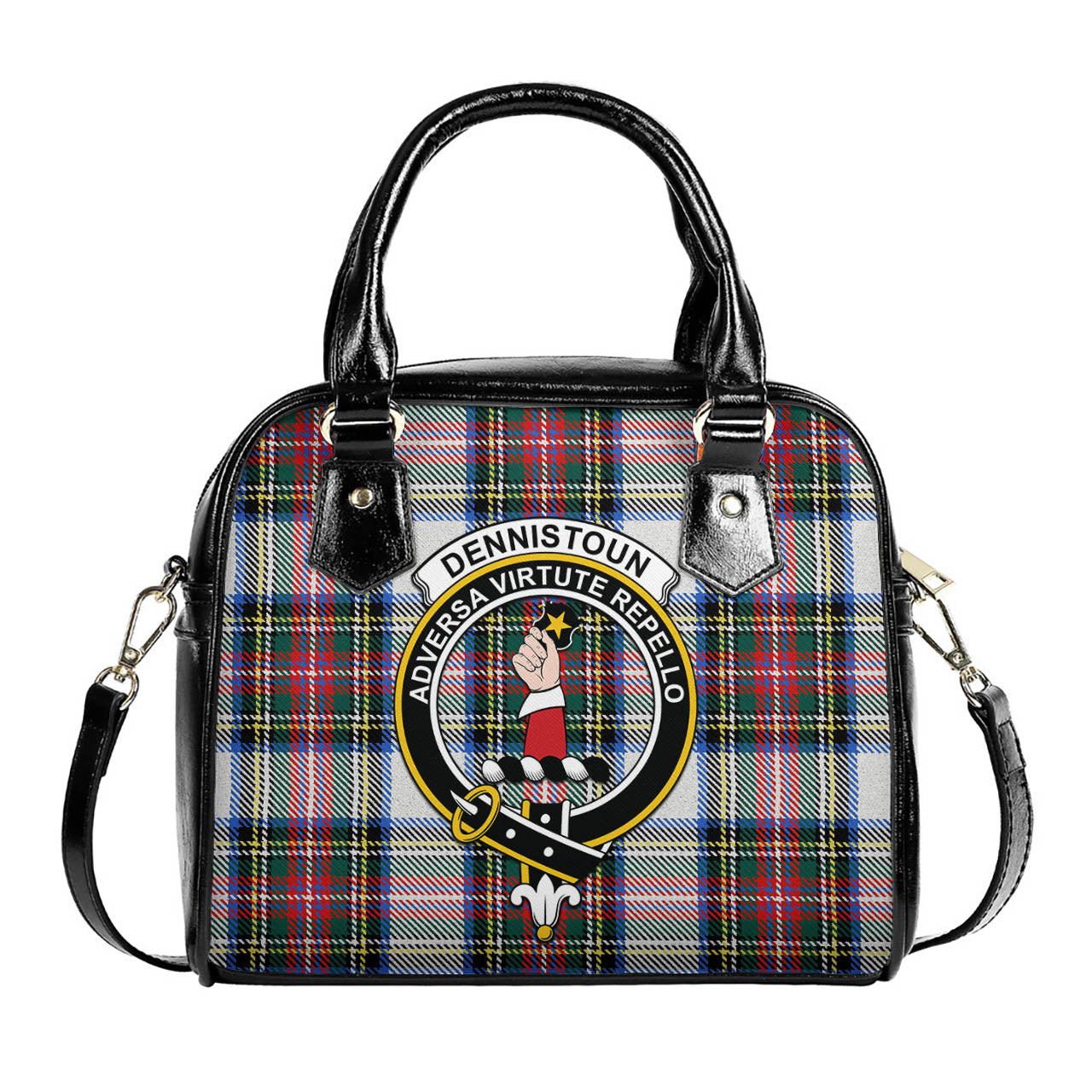 Dennistoun Tartan Shoulder Handbags with Family Crest One Size 9*21*24 cm (3.54*8.27*9.45 inches) - Tartan Vibes Clothing