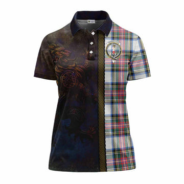 Dennistoun Tartan Family Crest Women's Polo Shirt Alba Gu Brath Be Brave Lion Ancient Style Women - Tartan Vibes Clothing