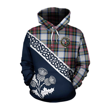 Dennistoun Tartan Cotton Hoodie Featuring Thistle and Scotland Map Pullover Hoodie XS - Tartan Vibes Clothing