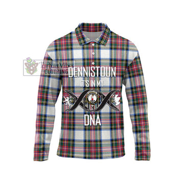 Dennistoun Tartan Long Sleeve Polo Shirt with Family Crest DNA In Me Style Unisex - Tartan Vibes Clothing