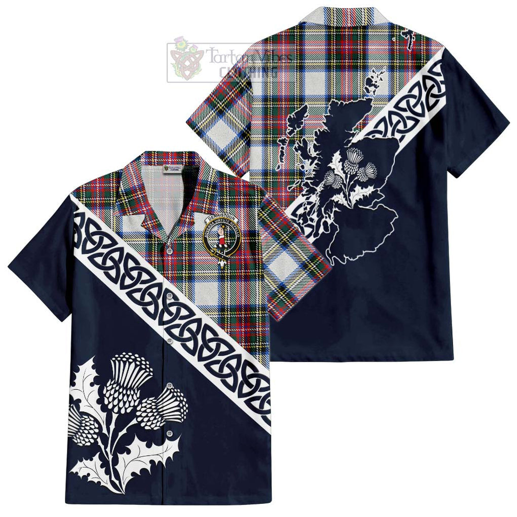 Dennistoun Tartan Hawaiian Shirt Featuring Thistle and Scotland Map Kid - Tartan Vibes Clothing