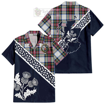 Dennistoun Tartan Hawaiian Shirt Featuring Thistle and Scotland Map Kid - Tartan Vibes Clothing